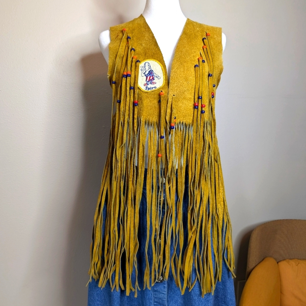 Handmade 1970s leather vest - Picture 1 of 9